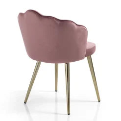 Sedia Sala da Pranzo in Tessuto e Metallo Finitura Oro 4 Pezzi - Raffinatta