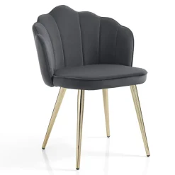 Sedia Sala da Pranzo in Tessuto e Metallo Finitura Oro 4 Pezzi - Raffinatta