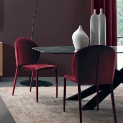 Sedia Sala da Pranzo Rivestita in Velluto Made in Italy 4 Pezzi - Victory