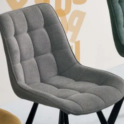 Sedia Soggiorno in Tessuto Imbottito e Metallo Verniciato 4 Pezzi - Raggia