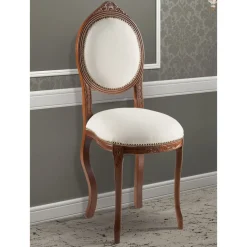 Sedia Stile Classico in Legno di Noce Imbottita Made in Italy - Elegant
