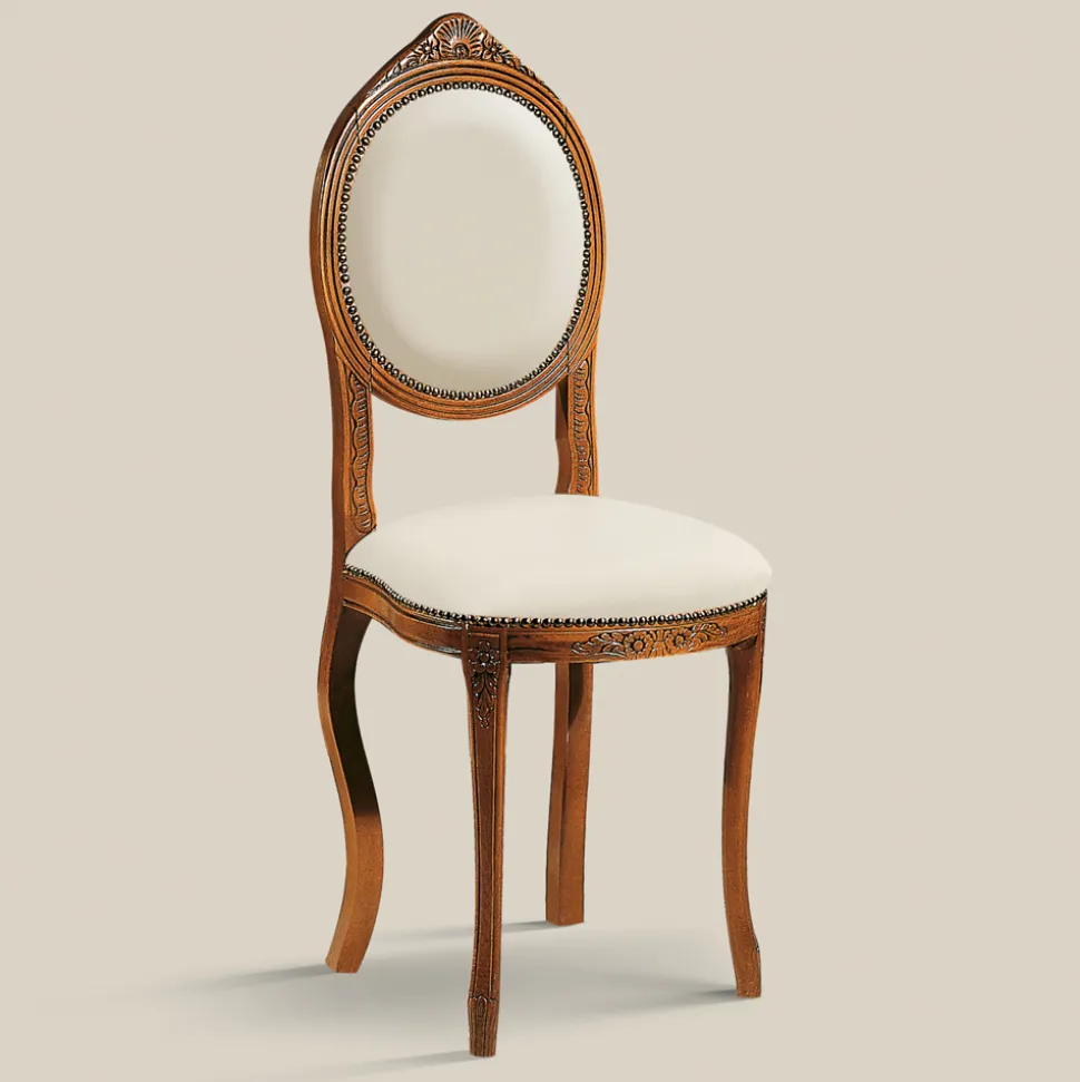 Sedia Stile Classico in Legno di Noce Imbottita Made in Italy - Elegant