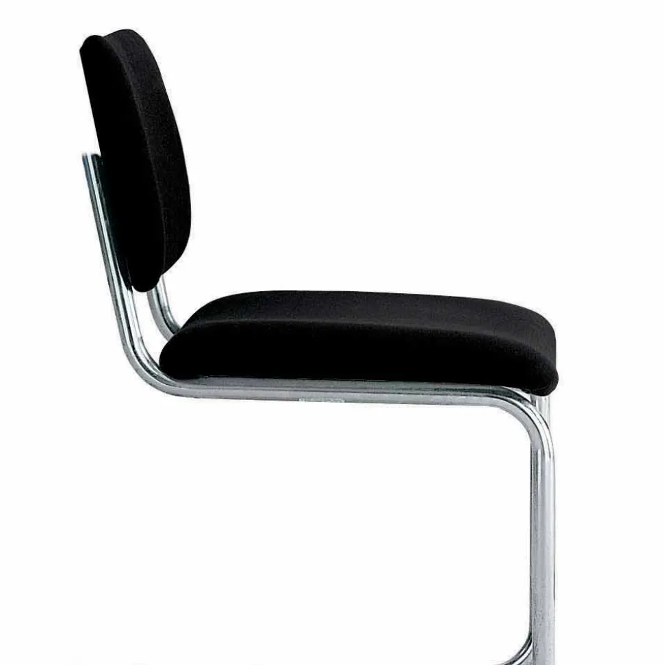 Sedia Ufficio in Pelle con Struttura in Acciaio Cromato Made in Italy - Ottante