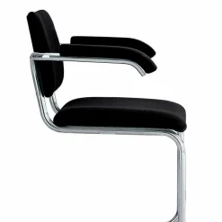 Sedia Ufficio in Pelle con Struttura in Acciaio Cromato Made in Italy - Ottante