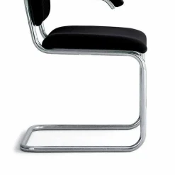 Sedia Ufficio in Pelle con Struttura in Acciaio Cromato Made in Italy - Ottante