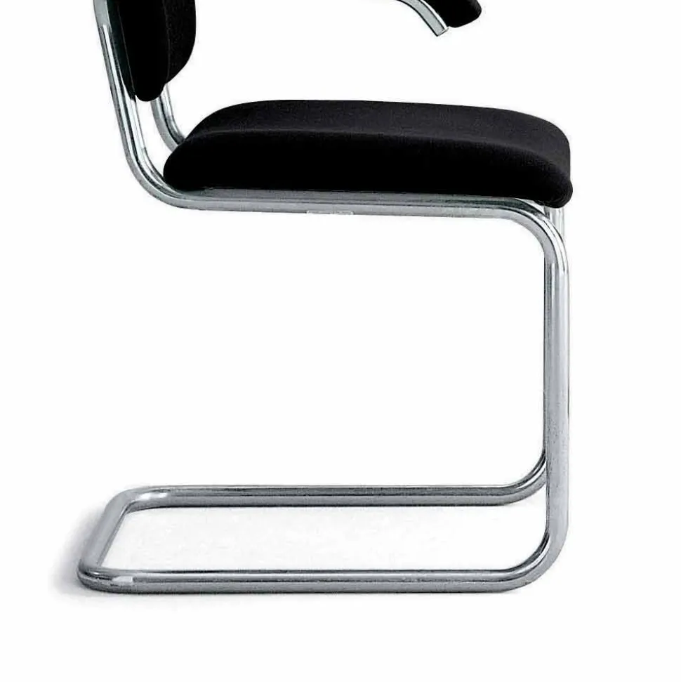 Sedia Ufficio in Pelle con Struttura in Acciaio Cromato Made in Italy - Ottante