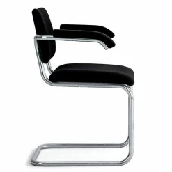 Sedia Ufficio in Pelle con Struttura in Acciaio Cromato Made in Italy - Ottante