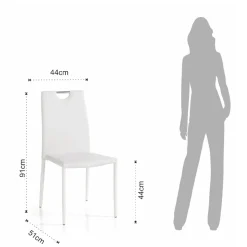 4 Sedie Completamente Rivestite in Pelle Sintetica Bianca - Tulio