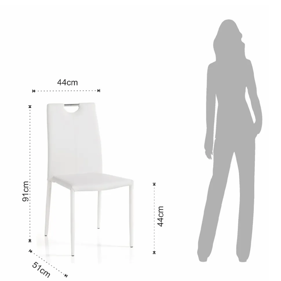 4 Sedie Completamente Rivestite in Pelle Sintetica Bianca - Tulio