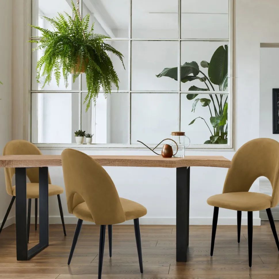 4 Sedie da Interno in Tessuto Effetto Velluto Diversi Colori - Corvina