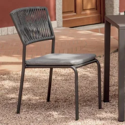 4 Sedie Impilabili da Giardino in Alluminio e Corda - Lunaris