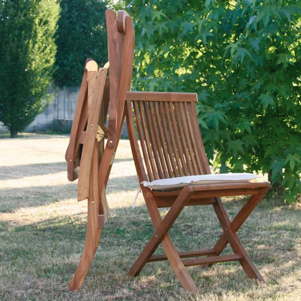 2 Sedie pieghevoli in teak da giardino