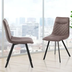 4 Sedie Rivestite in Pelle Sintetica Effetto Invecchiato - Idrogeno