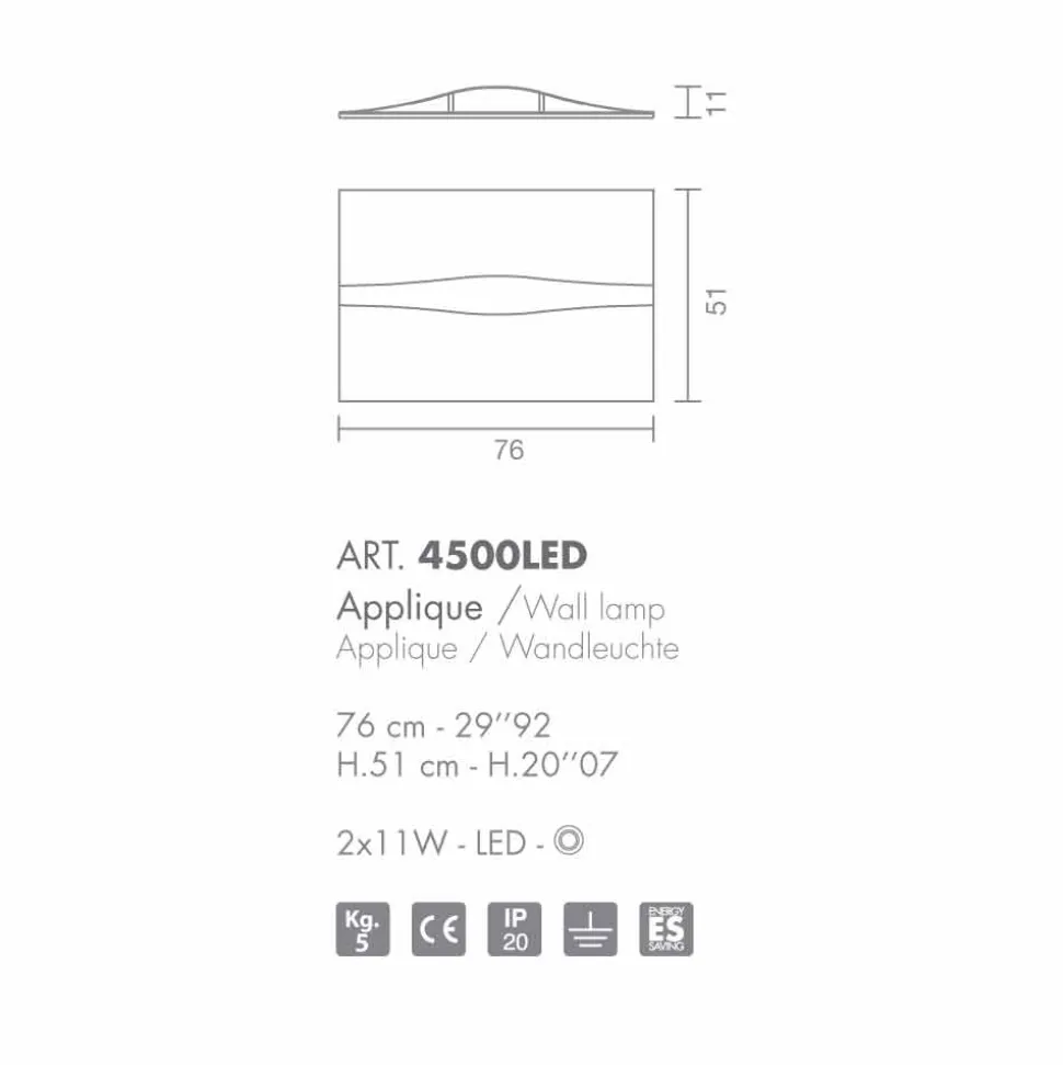 Selene Art&Light applique con pannelli texturizzati fatti a mano