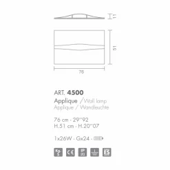 Selene Art&Light applique con pannelli texturizzati fatti a mano