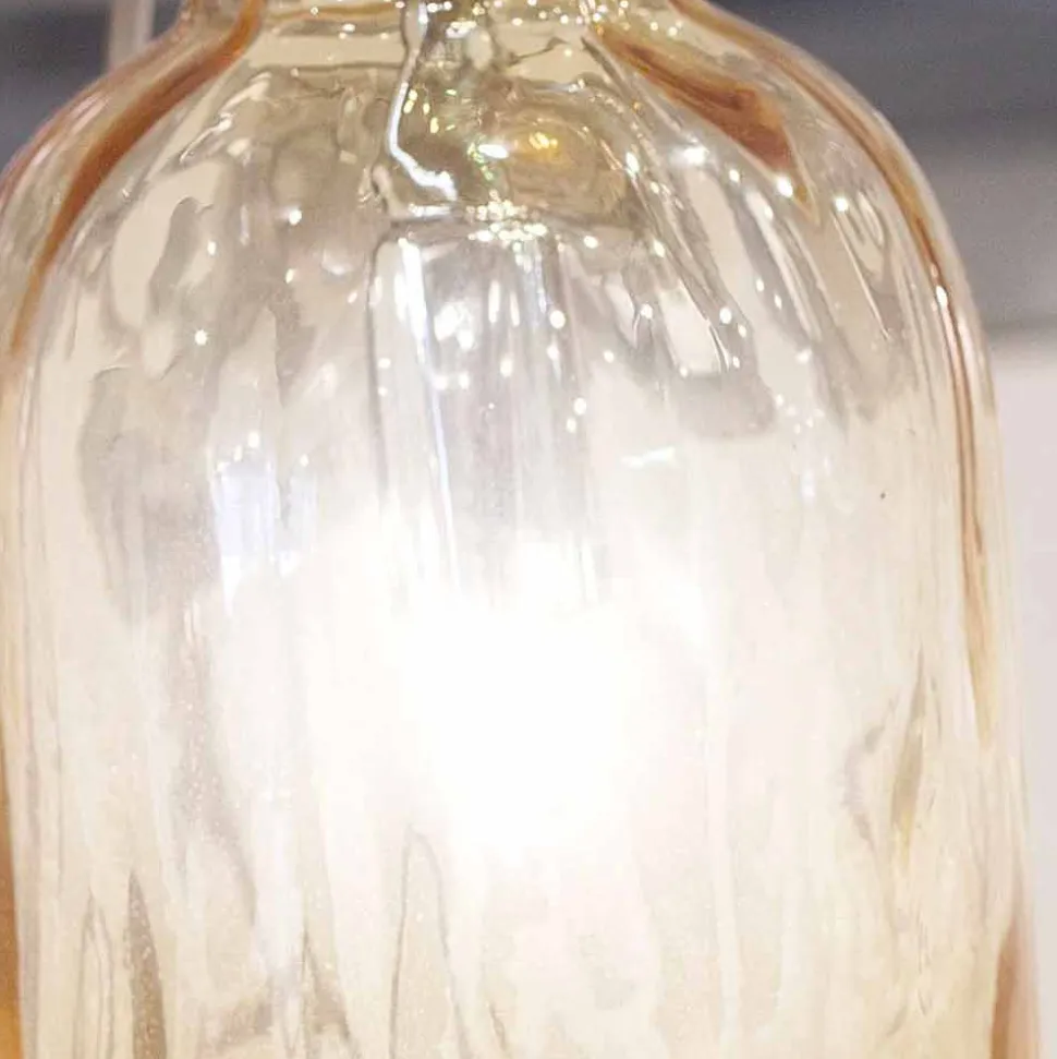 Selene Bossa Nova lampada da tavolo Ø10 H 26cm in vetro soffiato ambra