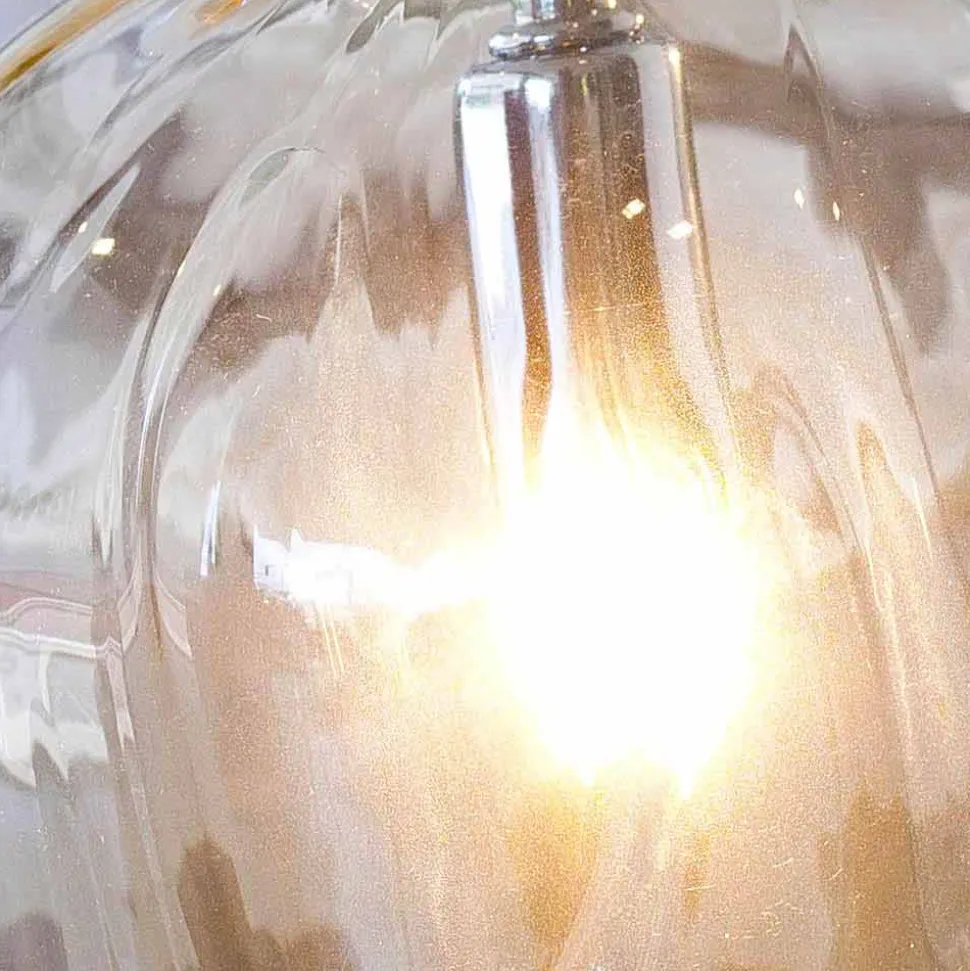 Selene Bossa Nova lampada da tavolo Ø15 H 21cm in vetro soffiato ambra