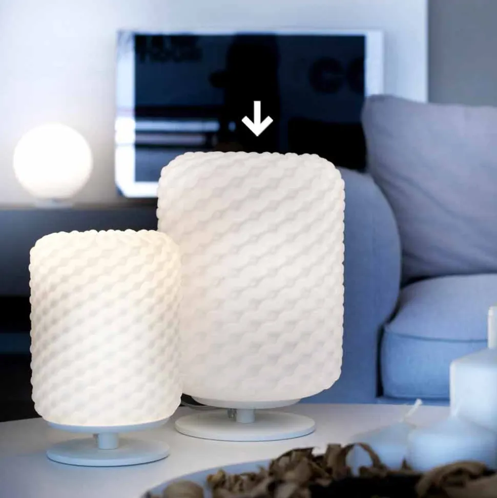 Selene Domino lampada da tavolo Ø21 H30cm,vetro soffiato made in Italy