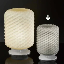 Selene Domino lampada da tavolo Ø15 H22cm,vetro soffiato fatta a mano