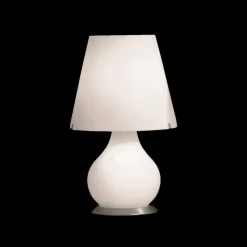 Selene Forever lumetto Ø24 H41cm, vetro soffiato bianco made in Italy