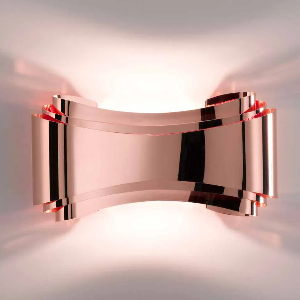Selene Ionica lampada a muro made in Italy,30x10 H16cm,vetro e acciaio