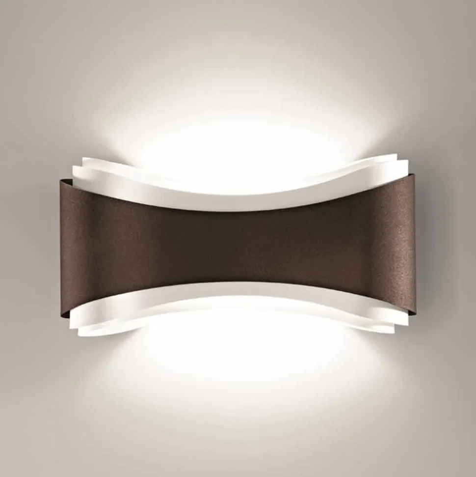 Selene Ionica lampada a muro made in Italy,40x12H20cm, acciaio e vetro