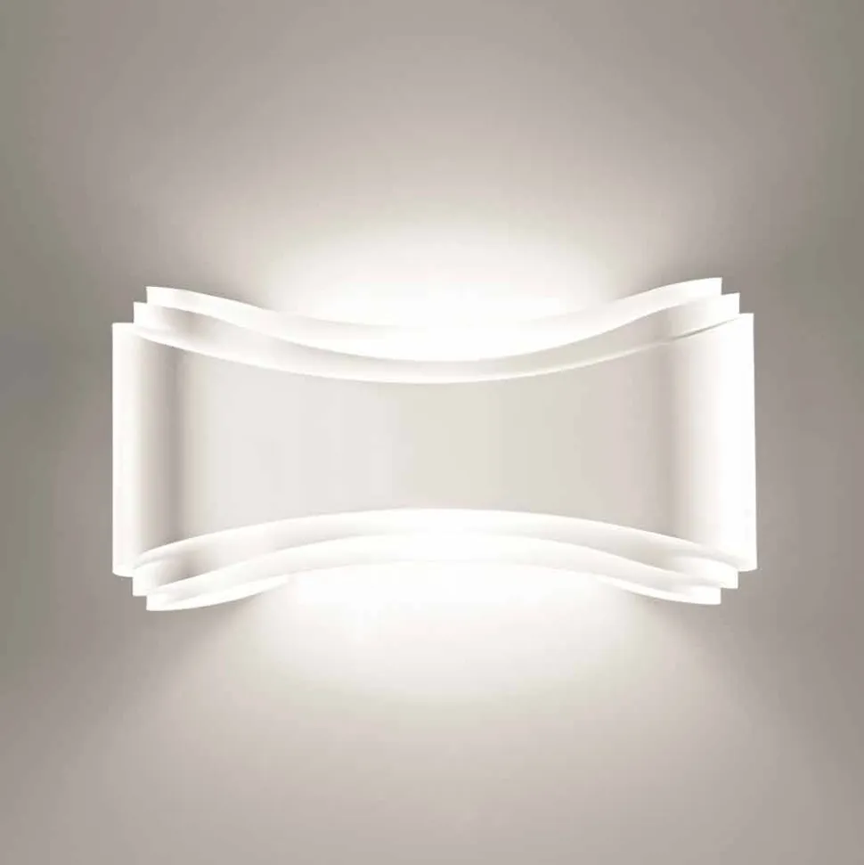 Selene Ionica lampada a muro made in Italy,40x12H20cm, acciaio e vetro