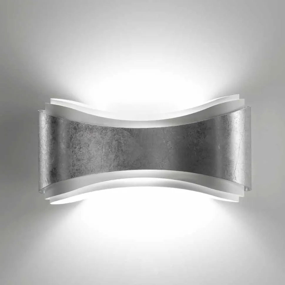 Selene Ionica lampada a muro made in Italy,40x12H20cm, acciaio e vetro