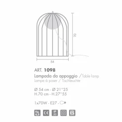 Selene Kluvì lampada da tavolo di design in vetro soffiato Ø54 H 70cm