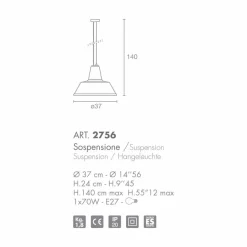Selene Lampara lampada a sospensione in vetro soffiato Ø37 H 24/140 cm