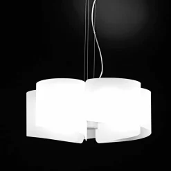 Selene Papiro lampada a sospensione bianca in cristallo Ø65 x H 140 cm