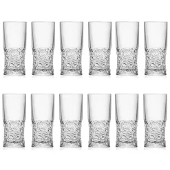 Servizio Bicchieri Highball in Eco Cristallo Decoro Audace 12 Pezzi - Ritmo