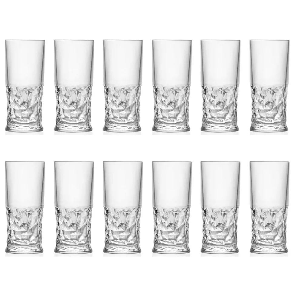 Servizio Bicchieri Highball in Eco Cristallo Decoro Squadrato 12 Pz - Ritmo