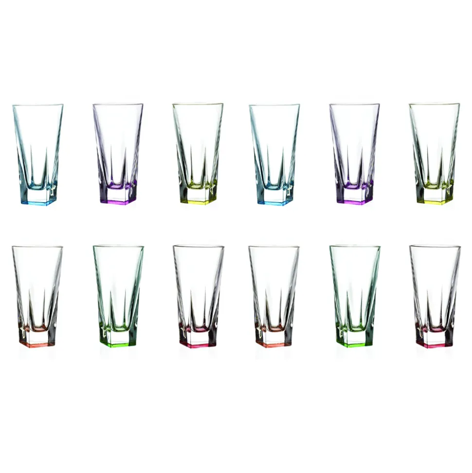 Servizio Bicchieri Tumbler Alti Cristallo Eco Colorato 12 Pezzi - Amalgama