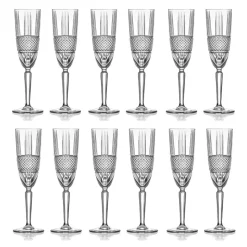 Servizio Calici Flute da Champagne in Eco Cristallo Decoro 12 Pz - Brioso