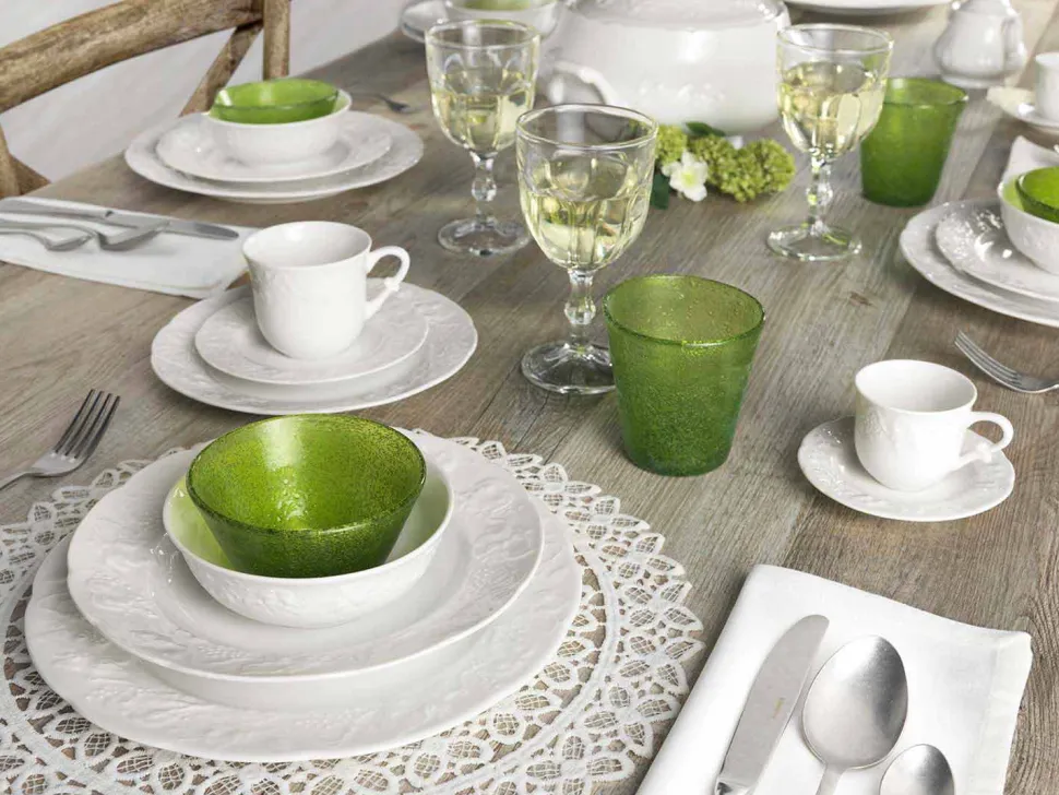 Servizio Piatti Bianchi in Porcellana Eleganti di Design 27 Pezzi - Gimignano