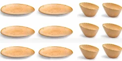 Servizio Piatti da Aperitivo 12 Pezzi in Gres Colorato di Design Moderno - Simba