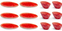 Servizio Piatti da Aperitivo 12 Pezzi in Gres Colorato di Design Moderno - Simba