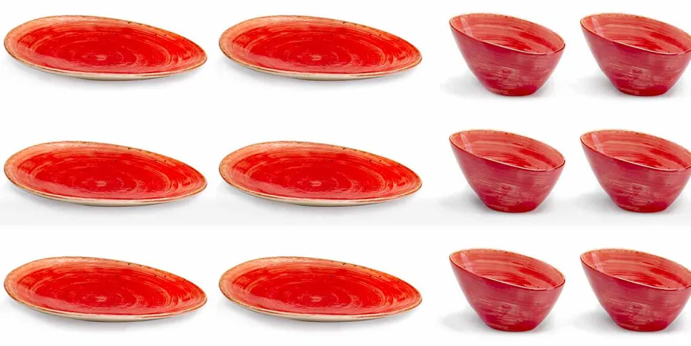 Servizio Piatti da Aperitivo 12 Pezzi in Gres Colorato di Design Moderno - Simba