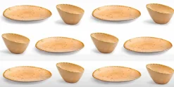 Servizio Piatti da Aperitivo 12 Pezzi in Gres Colorato di Design Moderno - Simba