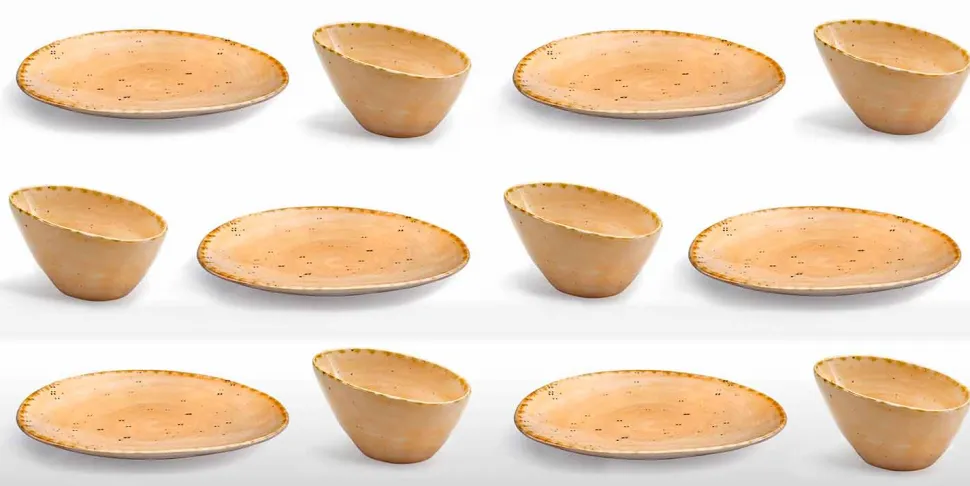 Servizio Piatti da Aperitivo 12 Pezzi in Gres Colorato di Design Moderno - Simba
