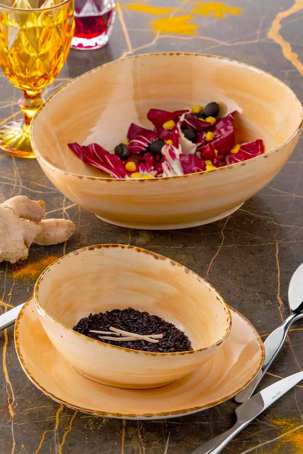Servizio Piatti da Aperitivo 12 Pezzi in Gres Colorato di Design Moderno - Simba