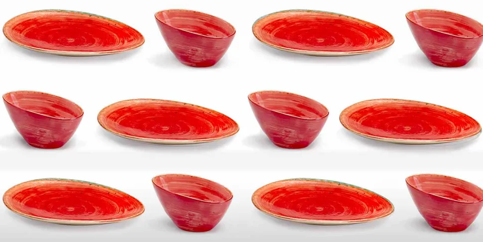Servizio Piatti da Aperitivo 12 Pezzi in Gres Colorato di Design Moderno - Simba