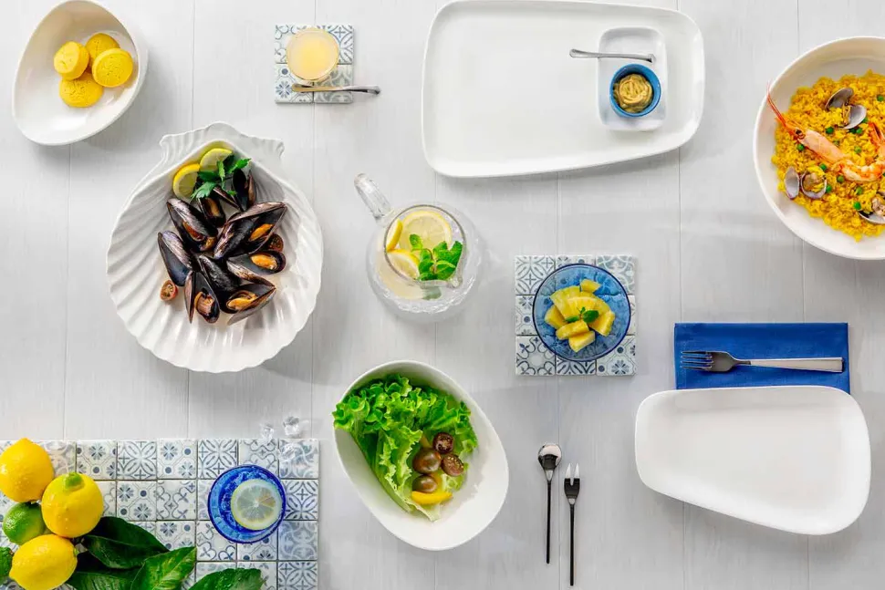 Servizio Piatti da Portata o da Pranzo Moderni in Porcellana 14 Pezzi - Nalah