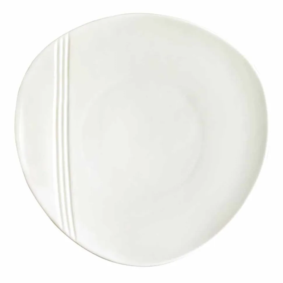 Servizio Piatti in Porcellana Bianca Design Moderno ed Elegante 23 Pezzi - Nalah