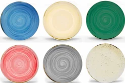 Servizio Piatti Pranzo Colorati e Moderni in Porcellana 18 Pezzi - Rurolo