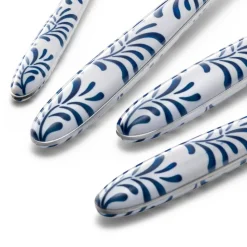 Servizio Posate Acciaio e Plastica Decoro Blu o Bianco 24 Pz - Alessandra