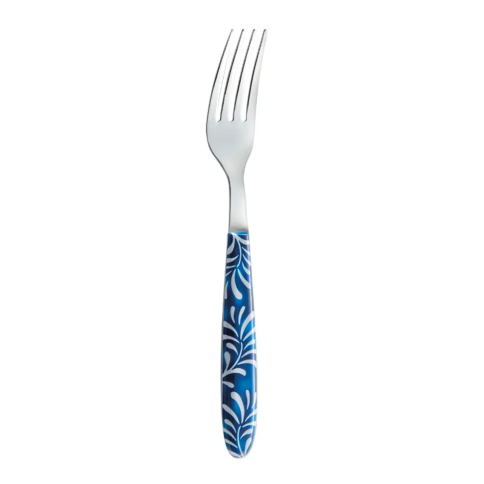 Servizio Posate Acciaio e Plastica Decoro Blu o Bianco 24 Pz - Alessandra