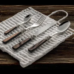 Servizio Posate Acciaio Inox e Plastica Avorio Perlato 24 Pezzi - Carlotta