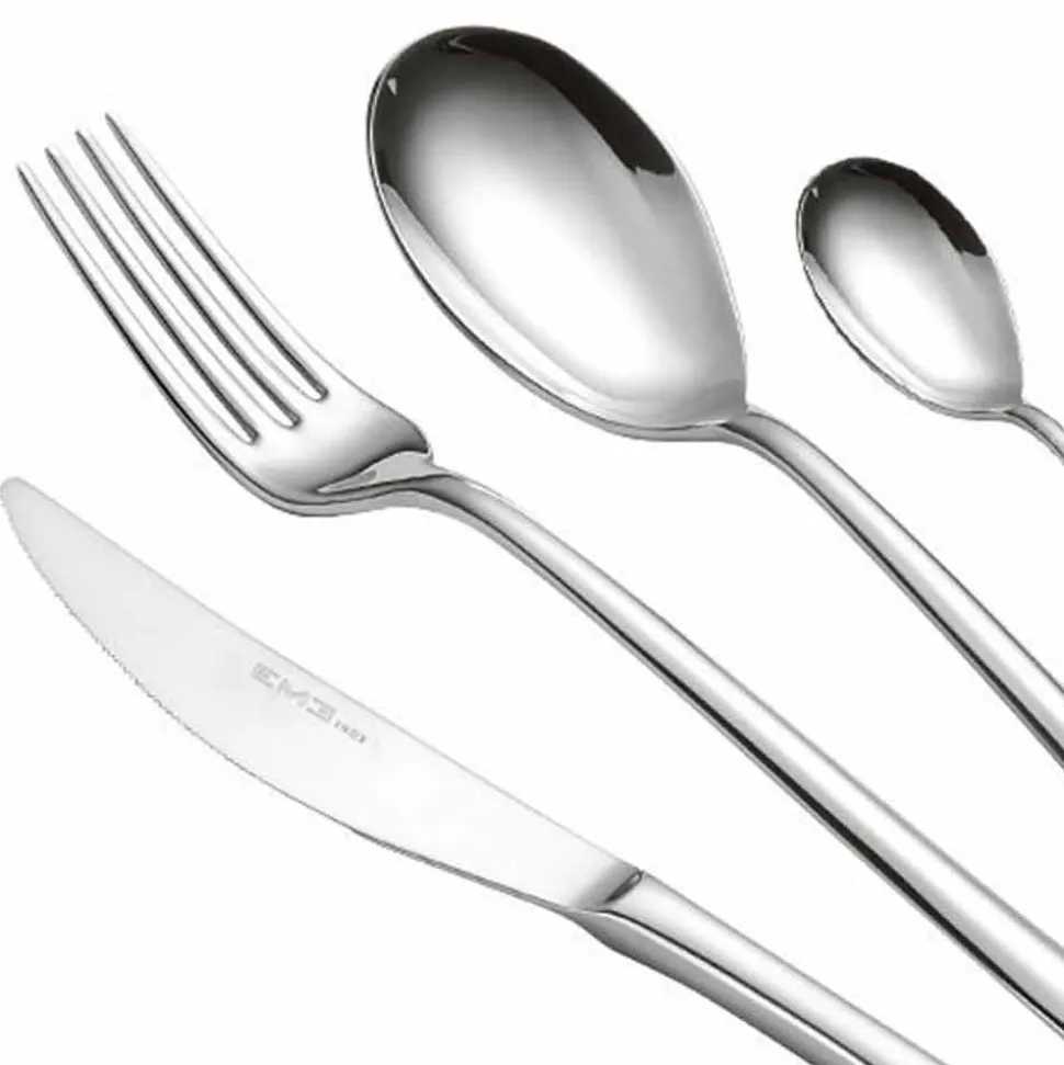 Servizio Posate Completo in Acciaio Inox Lucido Design Moderno 24 Pezzi - Sharpy